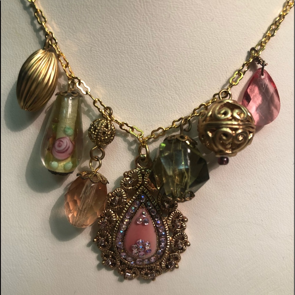 Gorgeous painted glass/bead necklace & earring set
